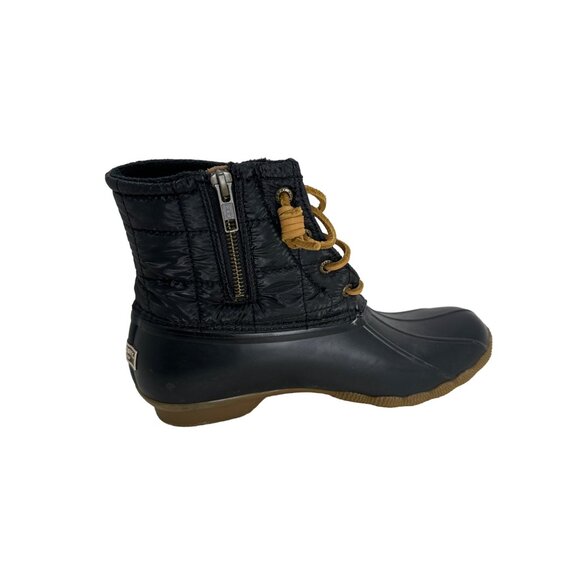 Sperry Womens Saltwater Duck Boots Black Leather Waterproof Size 9 Outdoor Shoe - Picture 9 of 12